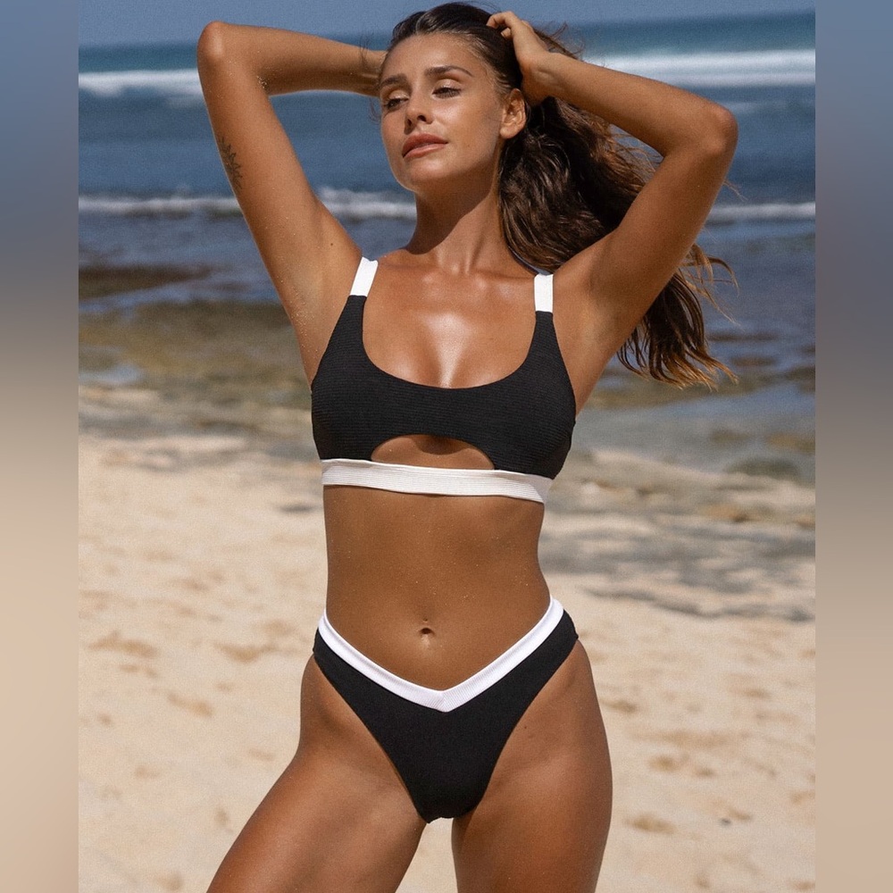 Contrast Trim Bikini Top & Bottom - NWT